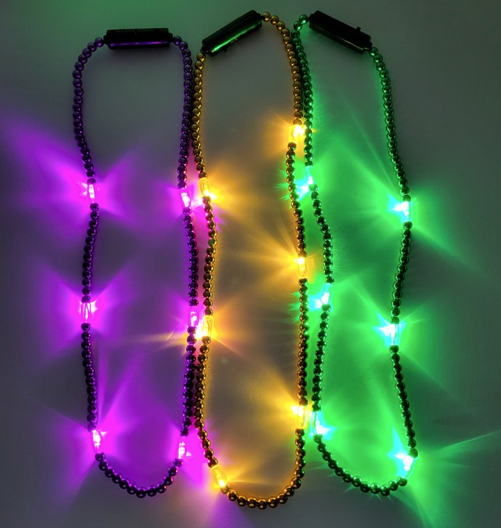 Mardi Gras LED Beads-Solid Strands